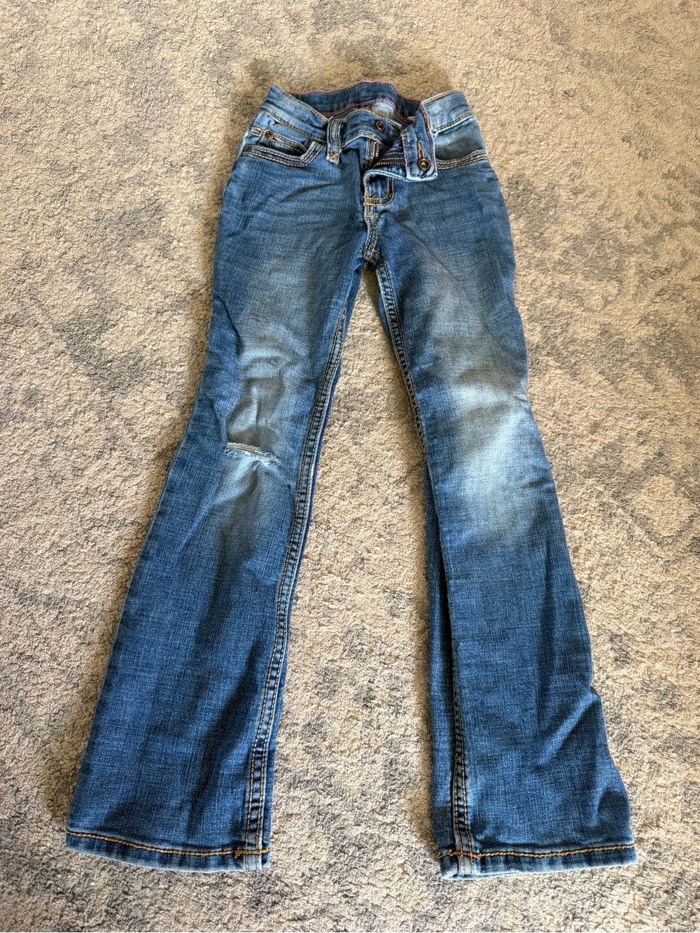 Wrangler Blue Flared Distressed Girls Jeans